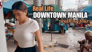 Real life scenes in Downtown MANILA PHILIPPINES [4k] walking tour