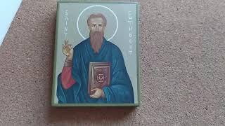 Cuthbert Bishop of Lindisfarne hand painted icon