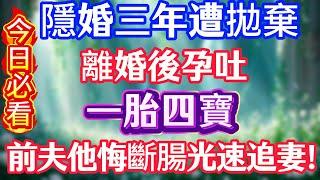 隱婚三年遭拋棄，離婚後孕吐，一胎四寶，前夫他悔斷腸光速追妻！