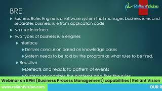 Webinar on Business Process Management | Video of the webinar on BPM | Reliant Vision