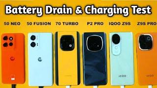 Moto edge 50 Neo Vs Realme Narzo 70 Turbo Vs Realme P2 Pro Vs iqoo Z9s Pro Vs iqoo Z9s Battery Test