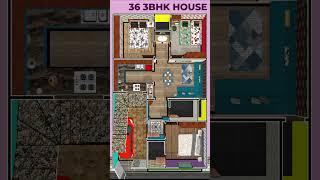 25x36 3BHK House Plan with Car Parking #3dhomeplan #homedesign #home