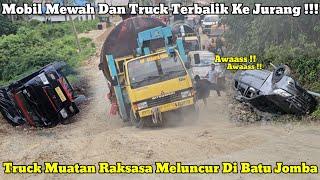 Mobil Mewah Dan Truck Terbalik Ke Jurang || Truk Muatan Raksasa Meluncur Di Batu Jomba