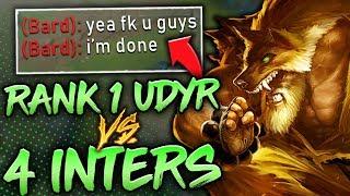 CAN THE RANK 1 UDYR WORLD CARRY 4 BOTS? (INSANE DIFFICULTY) - League of Legends