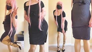 Femboy Crossdresser Wearing Black Dress High Heels & Pantyhose | Try On Haul