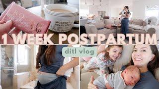 ONE WEEK POSTPARTUM  | ditl vlog, postpartum recovery + how the kids and i have been adjusting