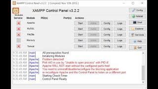 Port 443 in use by "Unable to open process" with PID 4! in Apache