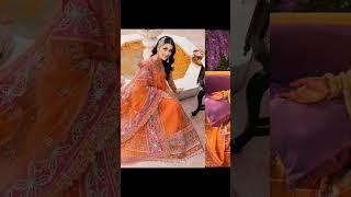 Pakistani actress bridal dress in orange  colour ️