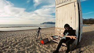 Ambient Guitar Tones // Outdoor Music || Winter Afternoon On A Bench Down by the Sea