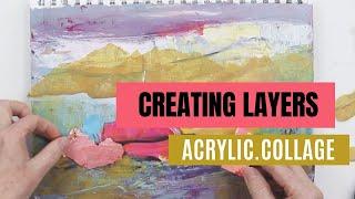 137 Creating Layers with Acrylic and Collage: Mixed Media Abstract Landscape Painting