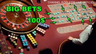 WATCH BIG BETS 100$ IN TABLE IN ROULETTE FANTASTIC IN REAL CASINO OF 09/01/2025