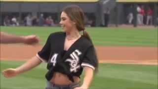 McKayla Maroney cartwheeled and flipped before throwing the first pitch for the White Sox!