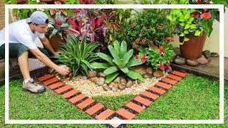 Beautiful garden decor with borders and natural stones / Garden ideas