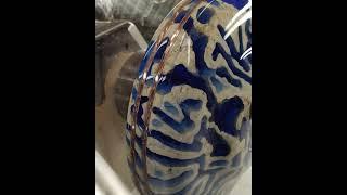 Woodturning , stone turning , #alumilite resin ocean blue , 125,000 yrs old brain coral ,