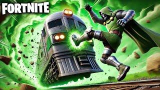 DOCTOR DOOM'S MYTHIC ARMOR vs THE TRAIN // DOOMS ISLAND THE CHOSEN ONE ( FORTNITE )