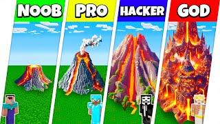 Minecraft Battle: NOOB vs PRO vs HACKER vs GOD: LAVA VOLCANO HOUSE BASE BUILD CHALLENGE / Animation