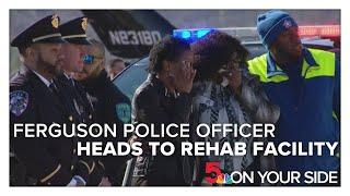 Hundreds send off Ferguson police officer Travis Brown as he heads to out-of-state rehab