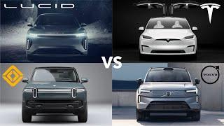 2025 Lucid Gravity vs Tesla Model X vs Rivian R1S vs Volvo EX90