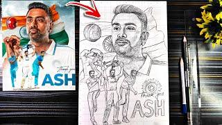 Happy Retirement Ashwin ️, Ravichandran Ashwin Drawing Outline, Indian Cricket team Drawing 