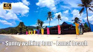 4K Koh Samui Lamai Beach | Sunny Walking tour - Virtual Beach Walking - Streets of Thailand 2021