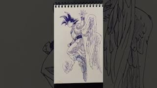 Speed drawing Stickman  Goku fairy  #shorts #anime  #art