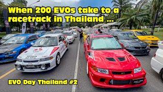 When 200 Mitsubishi EVO take to a racetrack ...