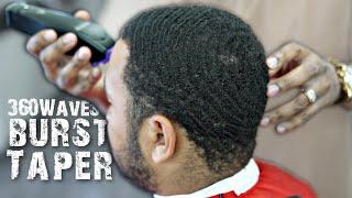 *FULL LENGTH* HAIRCUT TUTORIAL: BURST TAPER BEARD FADE 360 WAVES