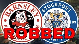 Barnsley football club vs Stockport County Robbed Offside Deflected Goal Gets Stockport a draw.