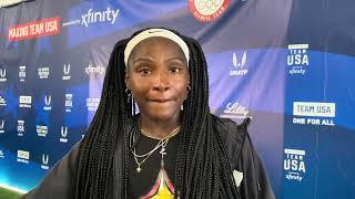 Tee Tee Terry Explains What it Took to Make Her First Olympic 100m Team, Talks Injury + Racing 200m