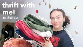 thrift with me in belfast  charity, vintage, streetwear shops + try on haul!