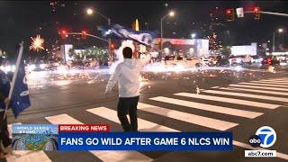 Fans take over East LA intersection after Dodgers clinch spot in World Series