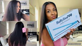 BaBylissPro nano titanium ultra thin flat iron on natural hair review