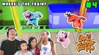 WHERE'S THE TRAIN??? | GANGBEASTS GAMEPLAY #4 | Minecraft Ethan, Emma, Aubrey & Aaron