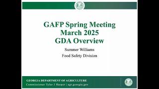 GAFP 2025 - Georgia Dept of Agriculture Update