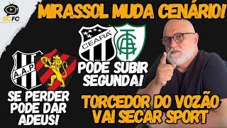 VOZÃO PODE SUBIR SEGUNDA  SPORT TEM PRESSÃO MULTIPLICADA COM EMPATE DO MIRASSOL.