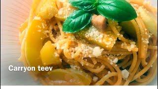 How to make Scramble  Eggang pasta with zuchina