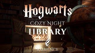 Cozy Hogwarts Library at Night | Harry Potter Ambience from Hogwarts Legacy
