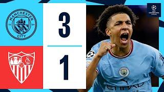 HIGHLIGHTS Man City 3-1 Sevilla | Champions League | Lewis, Alvarez & Mahrez Goals