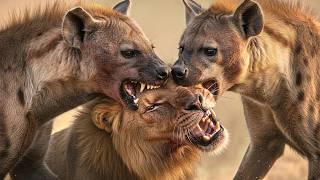 Lions vs Hyenas | Group of hyenas vs lioness