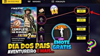 URGENTE!! EVENTO DIA DOS PAIS, PEGUE O AVENTUREIRO? TROCA NICK GRÁTIS, EMOTE FF, NOVIDADES FREE FIRE