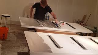 Painting backs if large triptych panels