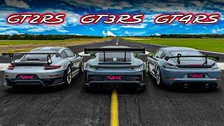 DRAG RACE! PORSCHE GT2 RS VS 992 GT3 RS VS GT4 RS!