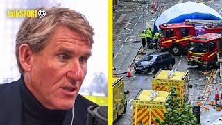 Simon Jordan reacts to car ploughing through crowd during Liverpool's Premier League title parade