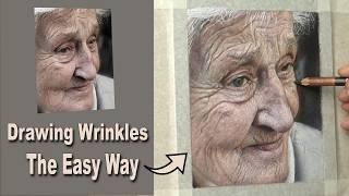 Pastel Pencil Portrait Tutorial. Ageing Skin Study. Narrated with some real-time footage.