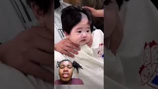 Baby gets his head shaved Bald..