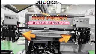 Jucolor 360 Cylinder printer with double station faster speed rotary printing on tumbler bottles
