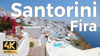 Fira, Santorini Walking Tour (4k Ultra HD 60fps) – With Captions