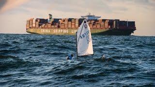 The first girl who sailed across the Channel in an Erplast Optimist