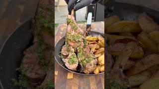 Reverse seared racks of lambs on the @SpiderGrills