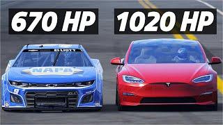 Can The FASTEST TESLA Beat A NASCAR Car?